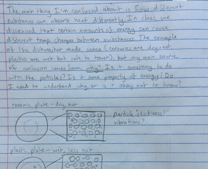 What happens at the particle level that makes different substances have different specific heat capacities? Why?  #michichem20  #reflections