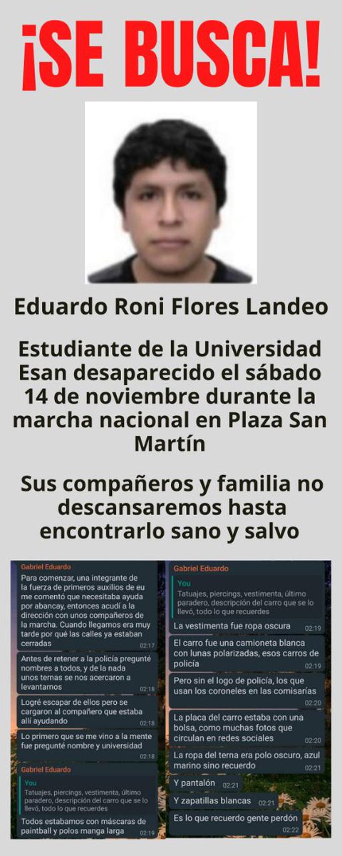 amigoperu76's tweet photo. Desaparecidos durante las marchas. Sus familiares los buscan. 

#DesaparecidxsEnLaProtesta 
#DesaparecidxsEnLaProtesta https://t.co/9ZumKmODE9