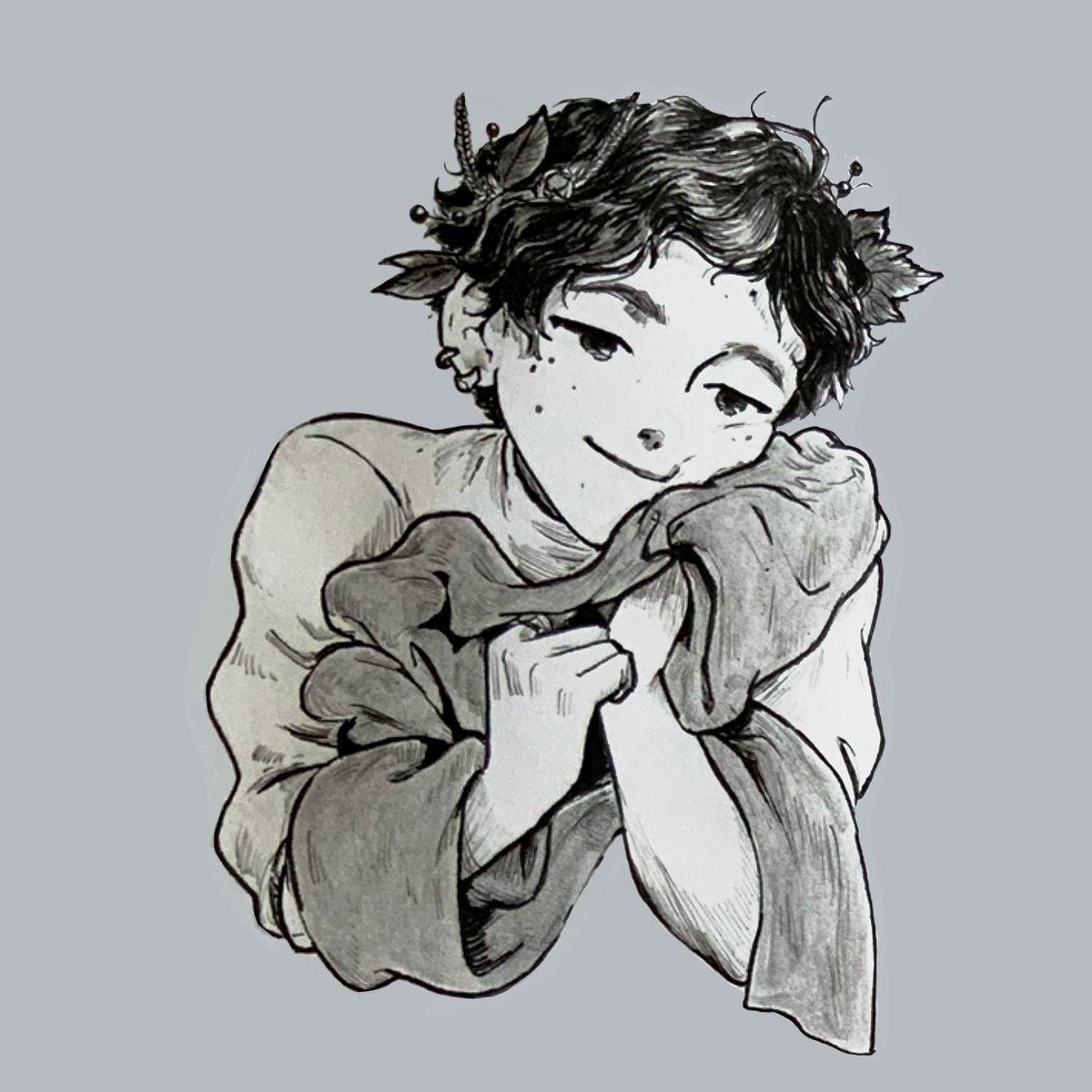 Wena3lle's tweet photo. Another sticker. Inked with a nib pen and quill and indian ink, this time
I didn’t know it was this agreable to use :0
#inkdrawing #softboy #softfabrics #squeeze #warm #flowercrowns #ArtistOnTwitter https://t.co/opcTUokLY0