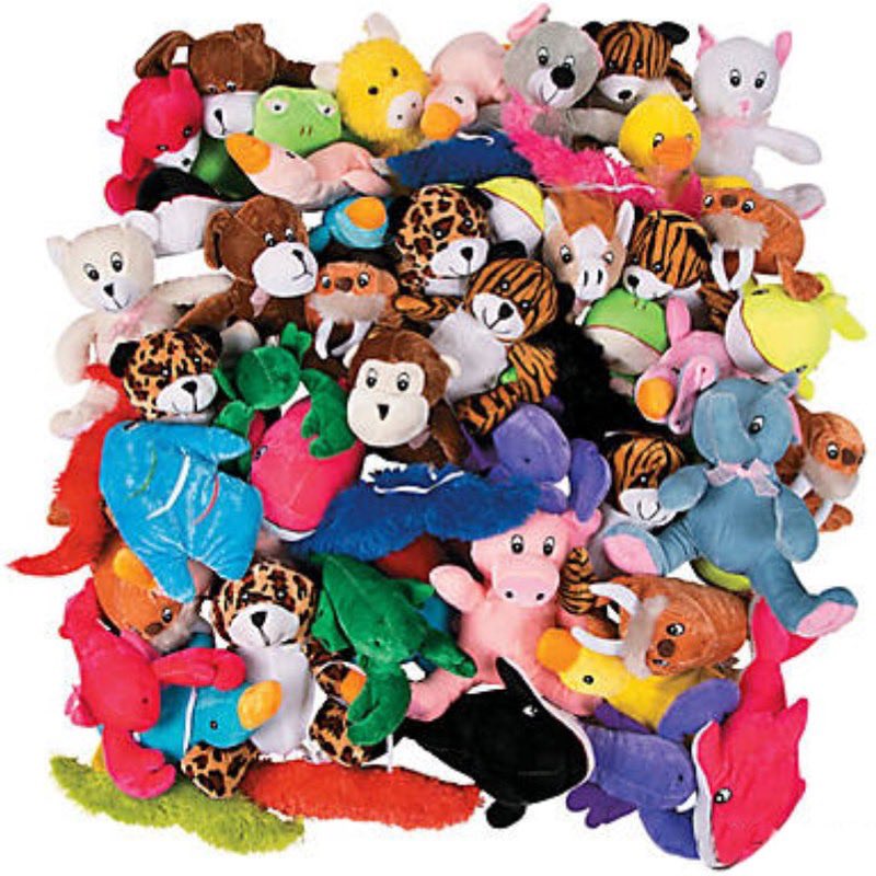 steve - just a bunch of assorted stuffed animals he found