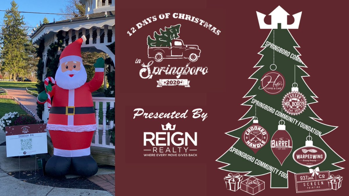 CSpringboro's tweet image. A big thank you to Reign Realty Ohio, our presenting sponsor. $1 Passports will be available at the Springboro Chamber Mon-Wed, 8am - 4pm. Kids passports are FREE! Our community needs your support now more than ever! Visit springborofestivals.org #12daysxmasinboro #springboroohio