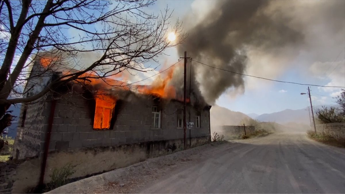 rasulhasancom's tweet photo. The #Armenians leaving the Azerbaijani lands, burn houses, chop off trees. It is very difficult to imagine such terrible things in the civilized world. Why don't they leave quietly? #Karabakh https://t.co/Zv8JRY73Ye