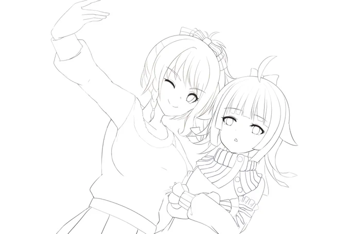 #皆さん線画と塗った後を見せてください

璃奈ちゃんの誕生日絵
背景は線画無しです。 