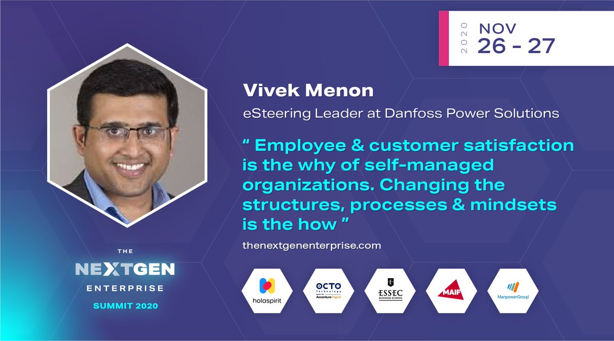 TheNextGenEnte2's tweet photo. How do you get a message out to hundreds or thousands of employees, and what are the most common misconceptions about self-management in large organizations?
@Menon_Viv will answer to @TheNextGenEnte2 https://t.co/6DHXHRnkhS
#thenextgenenterprise #Futureofwork #RH #DRH https://t.co/KIw7BBDlnQ