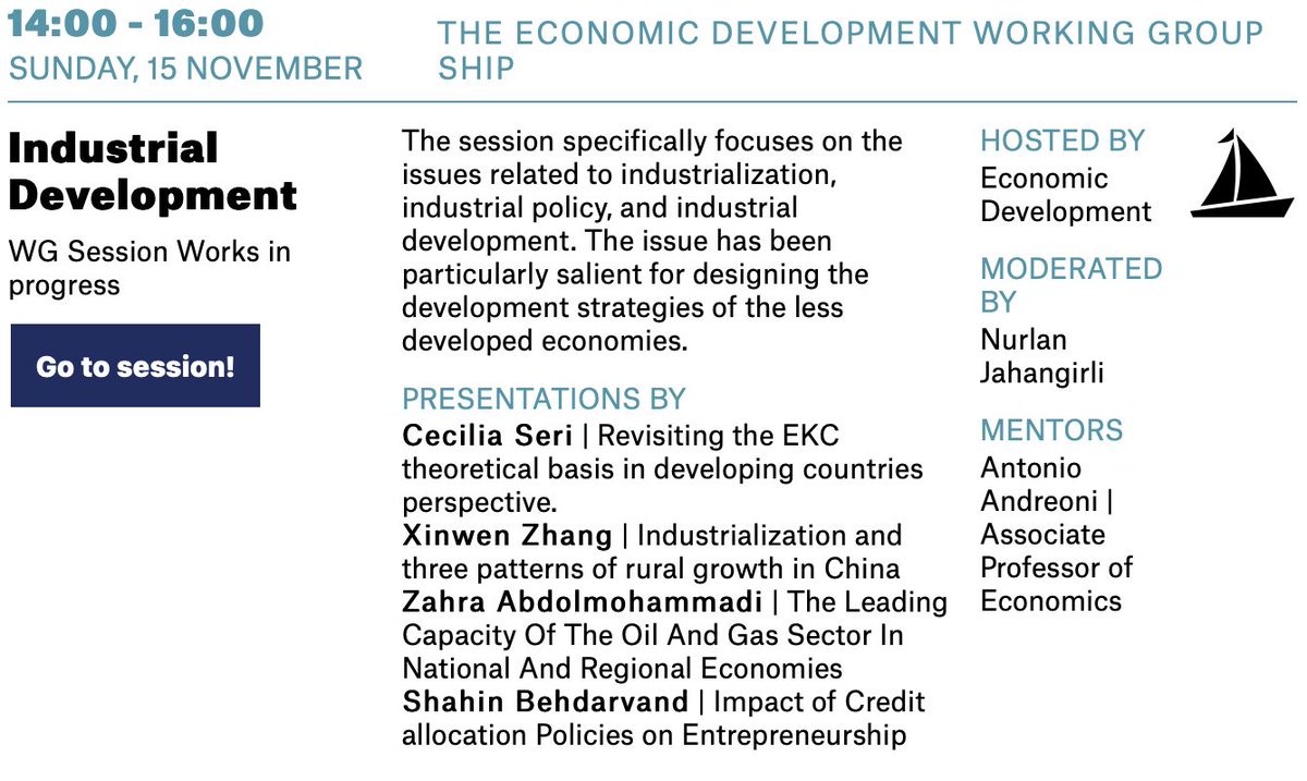I am moderating a session on 'Industrial Development' for @ysi_commons in two hours; @AntoAndreoni is mentoring presenters. Join our economic development ship: plenary.ysi.ineteconomics.org/wg/economic-de…