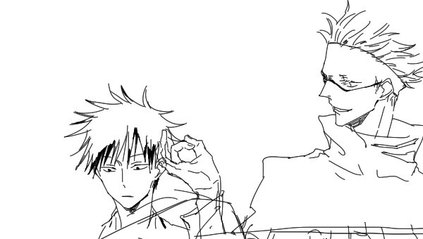 ①顔いちおう描いててかわいく描けたので下書き残してたやつ②傷残ってて欲しいけど五条パワーで残ってないんだろうなー!と悔しい気持ちでいるのですが、でこぴんの位置がいい具合だったせいでその悔しさがぶり返したやつ 