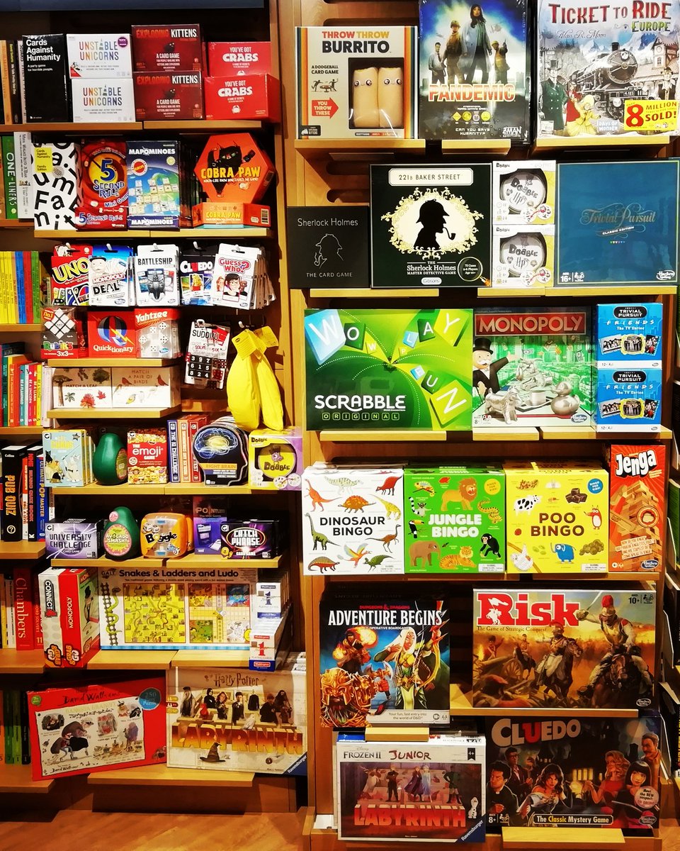 WaterstonesWB's tweet photo. Another lockdown Sunday looms but don't fear, we are here to help with your board game faves 😊 See anything you like? Give us a ring on 0115 8559343, tell us what you want and it will be ready straight away for collection today. https://t.co/Fs5RmrjMB0