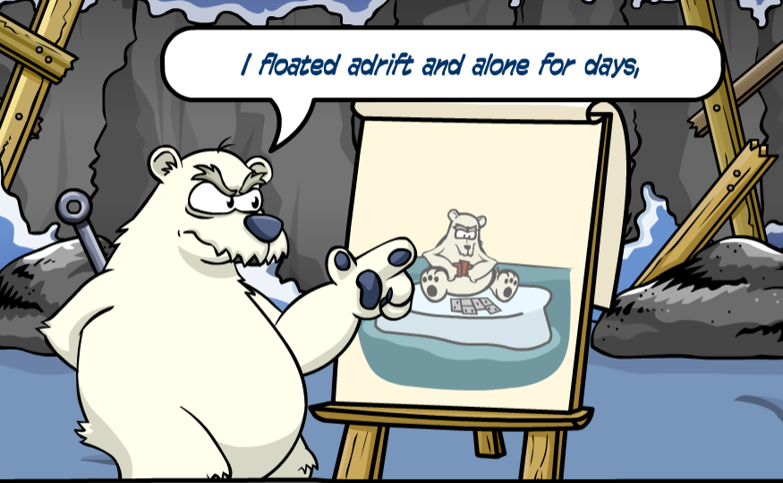 Cammiii1CP's tweet photo. and how come herbert's iceberg on which he came to club penguin didn't melt while (supposedly) passing the equator? https://t.co/aP0zBu9Wen