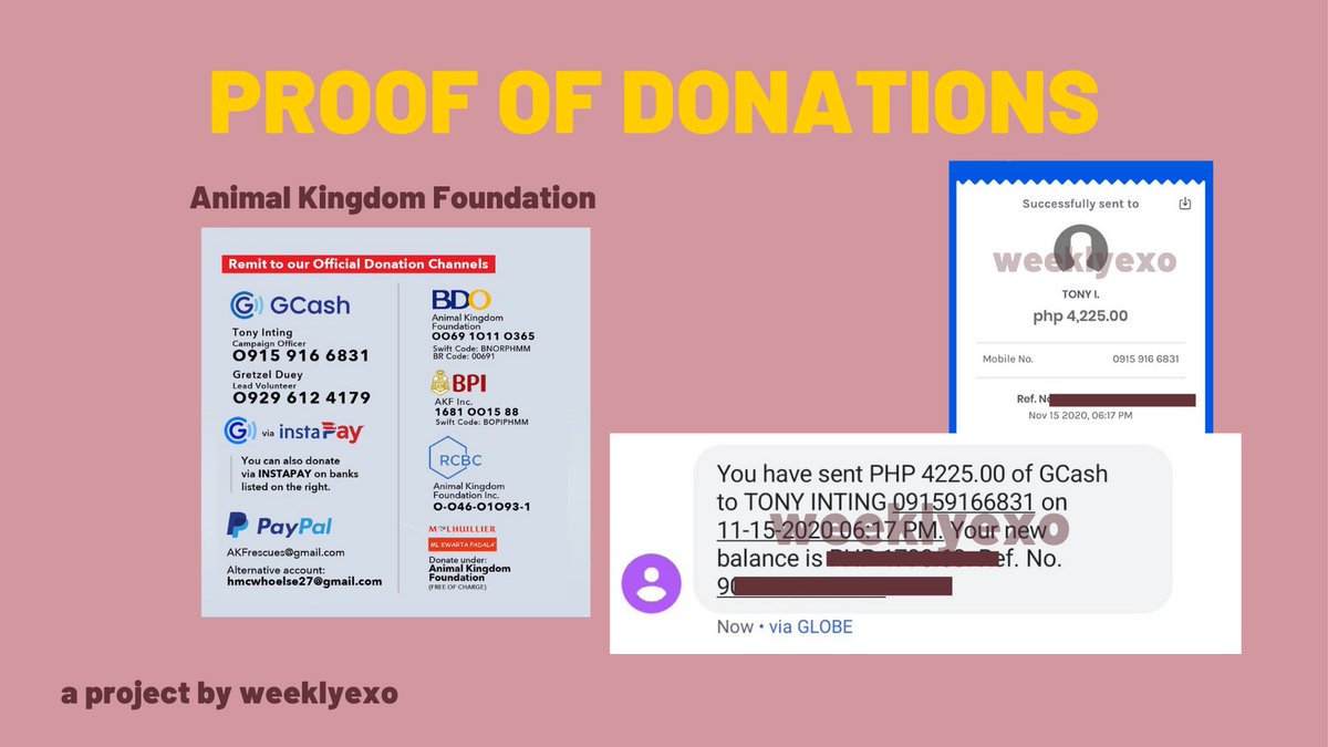 We were able to collect $263 and we have divided it equally for the selected organizations.
Thank you for your kindness (๑ˊ͈ ॢꇴ ˋ͈)〜♡॰ॱ
Love, 
<a href="/mondaykyungsoo/">THIS IS YOUR MONDAY KYUNGSOO</a> <a href="/tuesdaychanyeol/">YOUR TUESDAY CHANYEOL</a> <a href="/wednesdaylay/">LAYS ON WEDNESDAYS</a> <a href="/thursdayjongdae/">thursday jongdae</a> @fridaykaiday <a href="/saturdaybaek/">your saturday baekhyun 'ㅅ'</a> <a href="/sundaysehun/">sunday sehun!</a> <a href="/XiupriseMin/">YOUR WEEKLY XIUPRISE ⁎⁺˳</a> <a href="/weeklyjunmyeon/">weekly dose of Junmyeon</a>