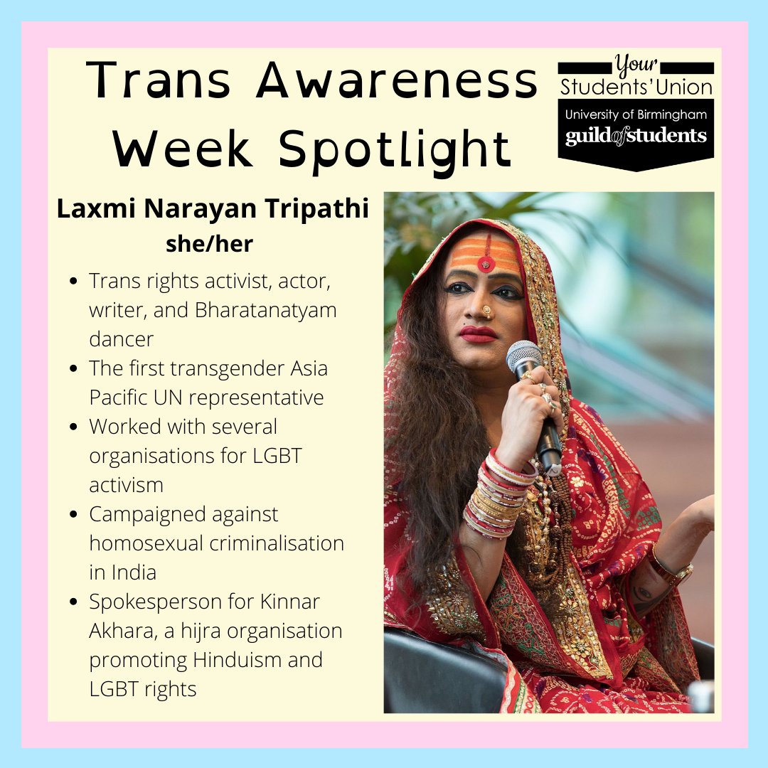 GuildTrans's tweet image. Day 3 of trans awareness week! Next up on our spotlights, we have Laxmi Narayan Tripathi, and for today's tip, a guide to trans-inclusive language!