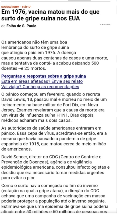 AlessandroLoio2's tweet photo. Antes de chorar angustiado esperando uma vacina contra covid19 feita às pressas e sem critérios adequados de segurança, lembre-se do que aconteceu em 1976 nos EUA com a vacina contra gripe suína, ok? https://t.co/iGVhJuCFYf
