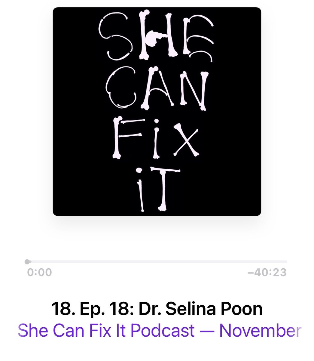 ICYMI: Ep. 18 of the She Can Fix It Podcast with Dr. Selina Poon (@drspoon8) has been released! We discuss the cost of maternity leave and whether a career in ortho affects a female orthopod’s fertility
#MedTwitter #orthotwitter #MedStudentTwitter 
@RJOSociety @POSNA_org