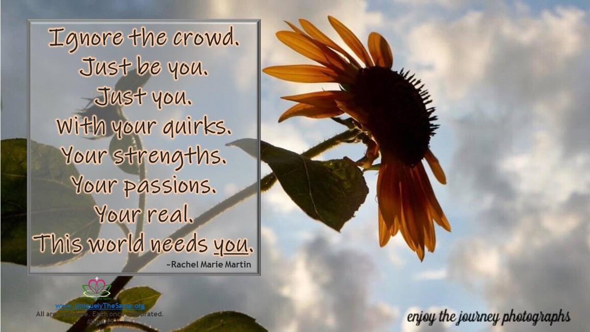 UTSORG's tweet photo. This world needs YOU!
https://t.co/97aot2QA1a
All are welcome. Each one celebrated.
#IamUtS 🌿 #Disability #diversity #inclusion #community #quote #DemystifyDisability #LivingLifeTogether
*photo by Andrea Duncan - enjoy the journey photographs https://t.co/i4YbKe2jJf