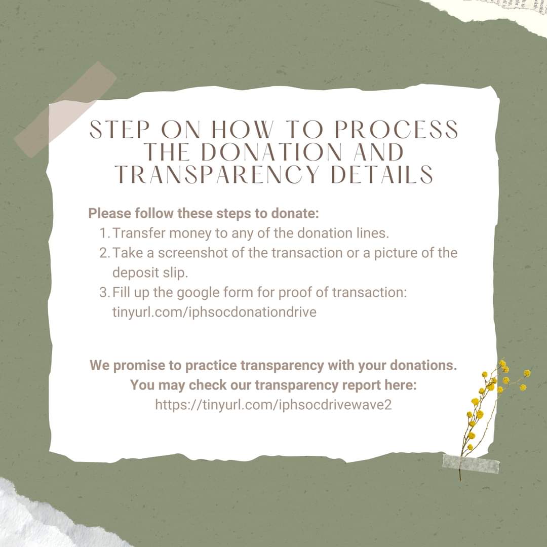 IPHSoc's tweet image. [IPHSoc Donation Drive: Wave 2 #CagayanNeedHelp]

IPHSoc is still collecting donations for those who were affected by #UlyssessPH. For the second wave, we are working closely with the UPCP Pharmaceutical Department to provide first-aid supplies and medicines in Cagayan Valley.