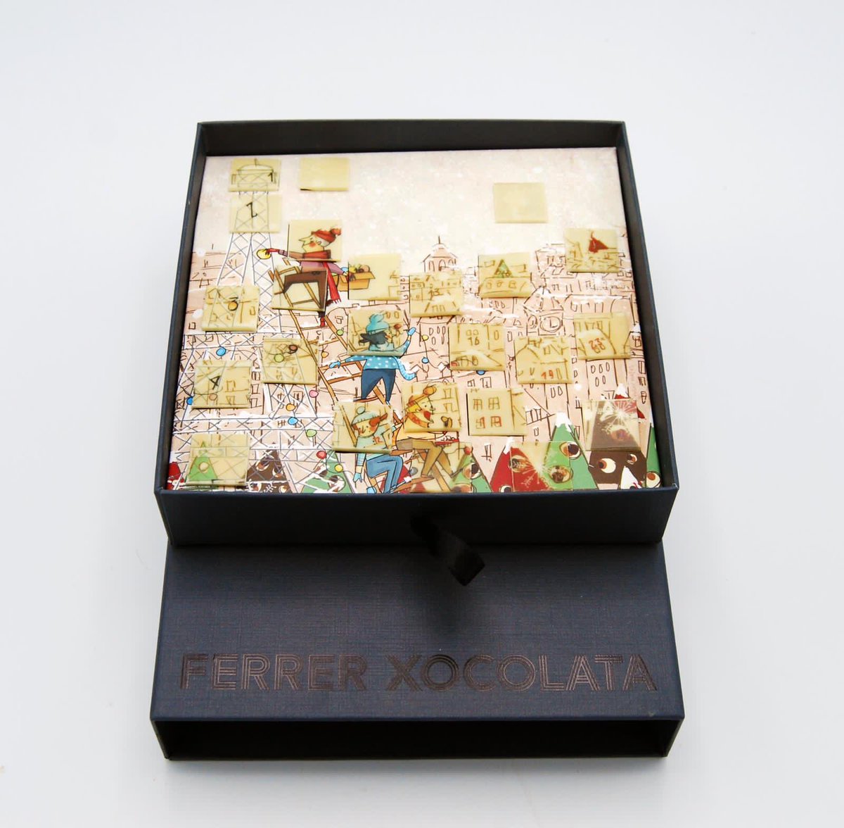 Roser_Matas's tweet photo. Calendari d’advent a Ferrer Xocolata d’Olot, amb una il.lustracio d’una servidora. Molt contenta de veure els meus dibuixos comestibles, de deliciosa xocolata. Dibuix Nadal i París. Podeu comprar visitant la seva web https://t.co/tkWTcWTjvs https://t.co/VsrBJHjXsA