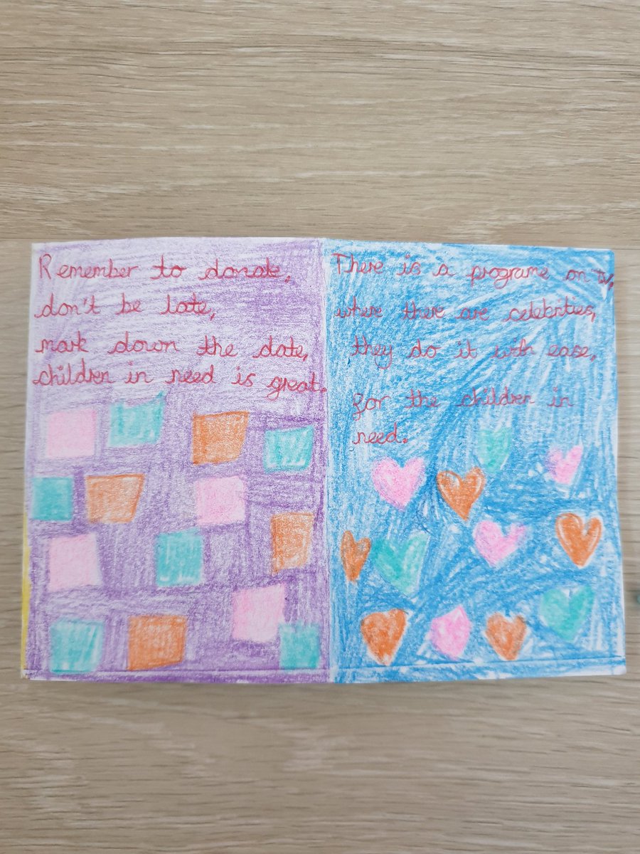 glitter_ball1's tweet photo. @HawkedonY4 #hawkedonvalues Children in need competition... Pudsey poem and booklet 😀 Make the children happy! https://t.co/igkImQ8HeD