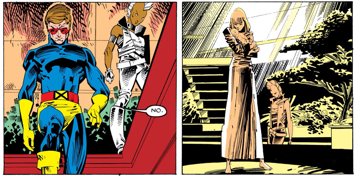 Though he never drew consecutive issues of UXM, artist Rick Leonardi made an indelible impression on X-Men with issues of the “Mutant Massacre,” “The Genosha Saga,” and the Outback era, in addition to issue #201, in which Storm battles Cyclops for leadership of the team  #xmen 1/4