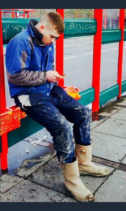 OfScally's tweet photo. He text me "pick me up I'll let you suck me off again." I reply 'sure.' "I'm in me work gear." 'Cool. You gotta cum twice n let me lick your arse.' "Lol ok." https://t.co/JYhz1zosfG