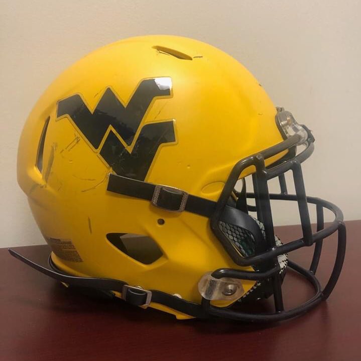 WVU_MAC's tweet photo. Congratulations to all of our auction winners! Bidders helped raise $3,855 in support of our student-athletes. This game-worn gold @WVUfootball helmet was the most popular item, going for $490. #MACDonorWeekend https://t.co/PM5uJzuwnd