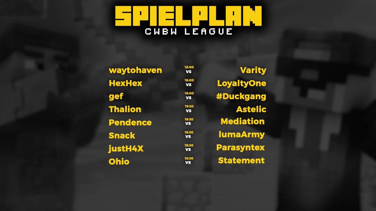 ⚔️ 19. SPIELTAG ⚔️

Ihr könnt auf das Ergebnis eines Clanwars tippen, indem ihr den #Clannamen des Winners schreibt. Derjenige mit den meisten richtigen Ergebnissen gewinnt am Ende 2 Monate Supremium. Den Ausgang der Clanwars findet ihr auf cwbwleague.de.