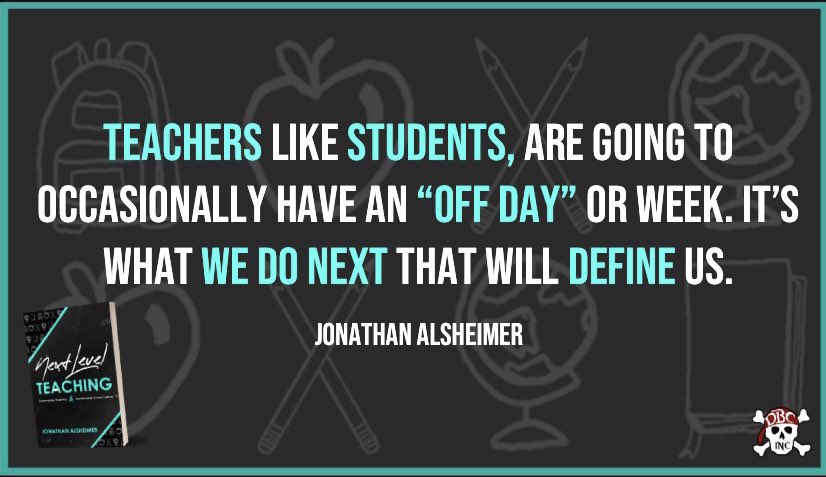mr_Alsheimer's tweet photo. Teachers like students will have “off days,” or even an off week.

Don’t give up and remember your why. Your “WHY” will often be what picks you back up. 

It’s ok to have an off week. It’s how we respond next that will define us. #NextLevelTeaching #TeacherAppreciation https://t.co/zNdZF5bwGW