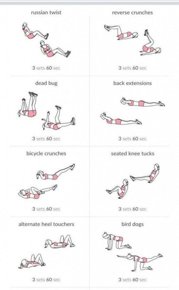2. Strategic core exercises Yes yes I get it u hate working out but want 11 abs or whatever. Right before u go to bed(literally right before u get in ur bed) do 30 or so of one of these exercises(u pick). Overnight ur core will be stimulated and you'll wake up way less bloated