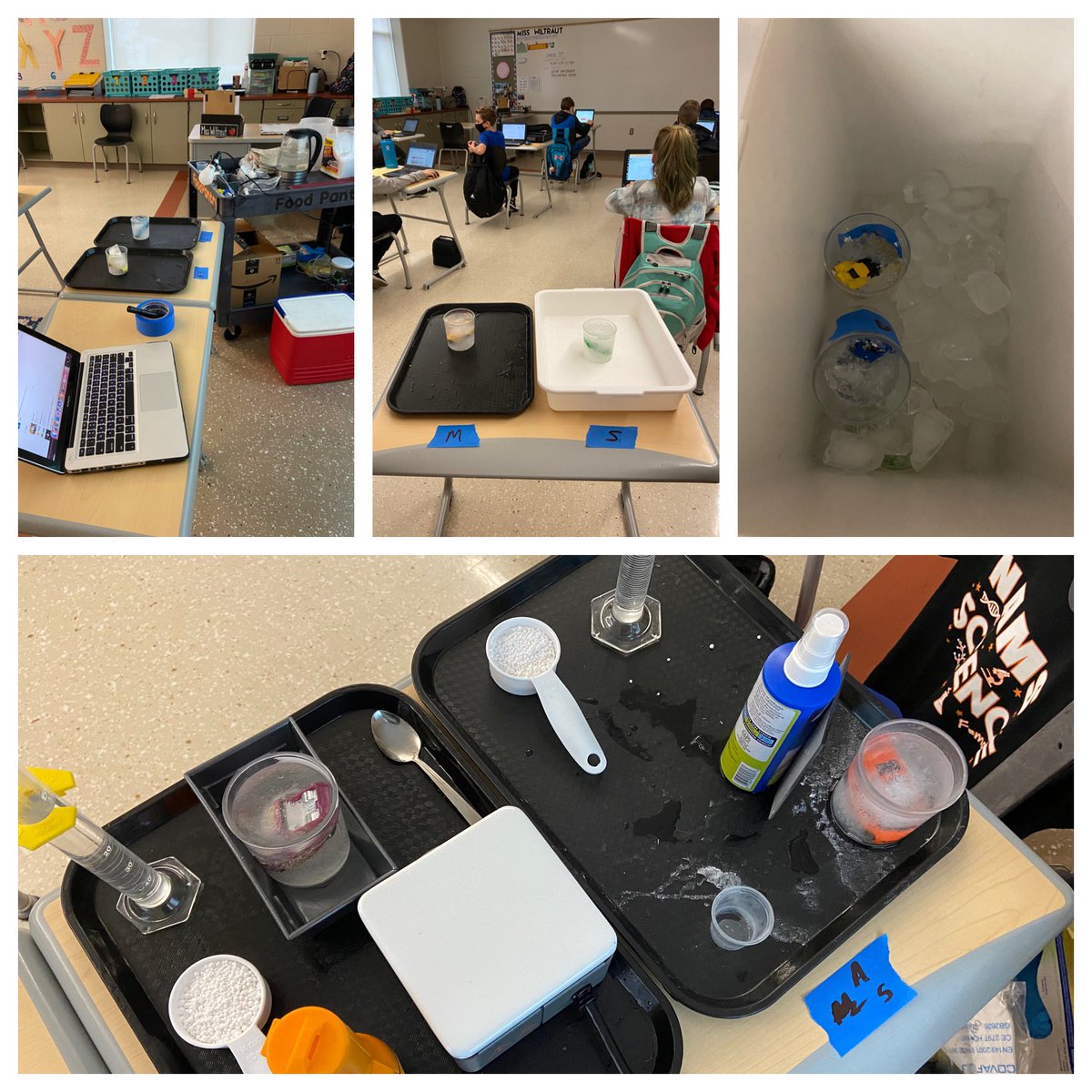 NAMS_Science's tweet image. 6th grade students on @Kiln3Firebirds exploring #phasechanges and #scientificmodels by problem solving how to free a frozen car in an Ice Car Lab. 🥶❄️🧊💦👨‍🔬🥼#kkidpride