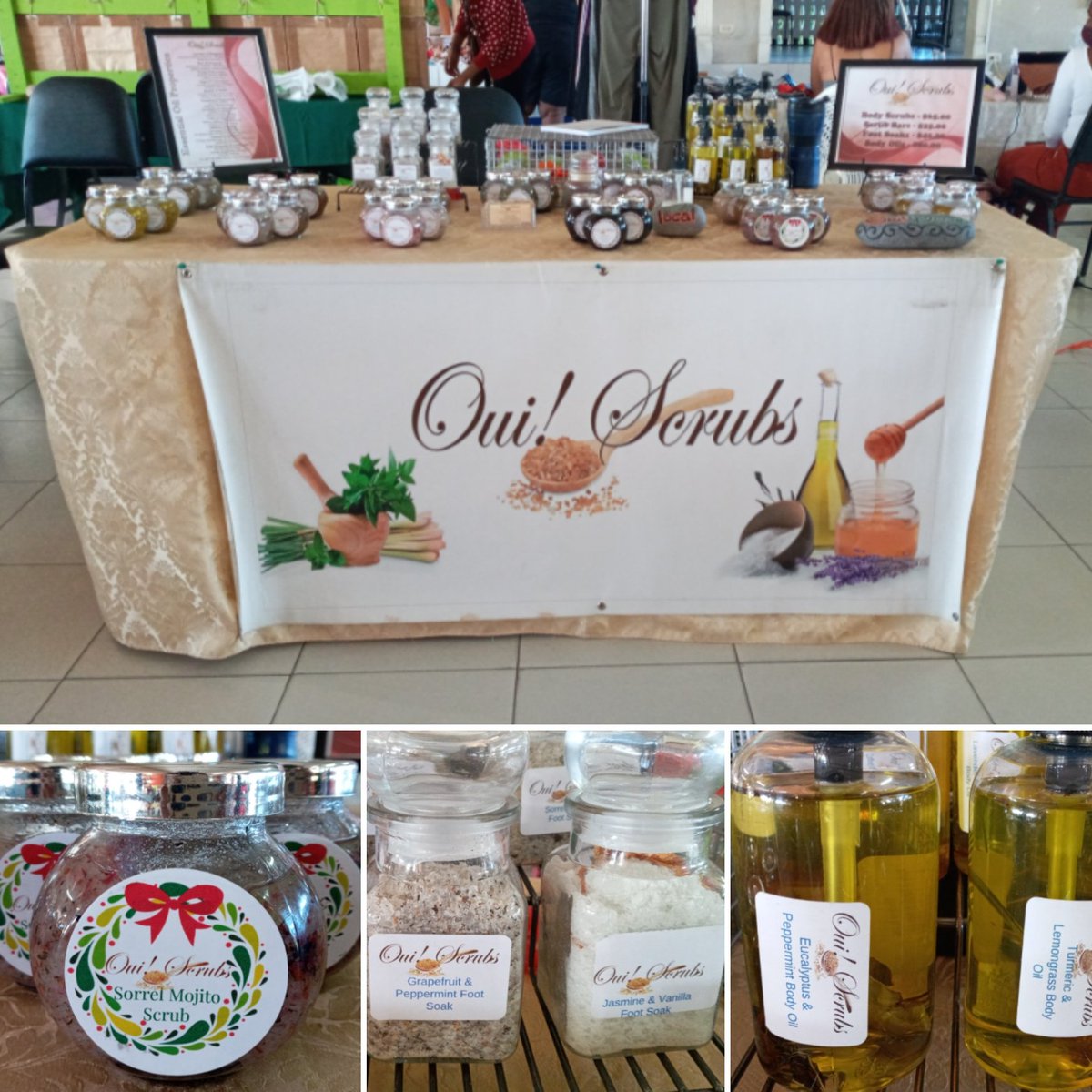 ouiscrubs's tweet photo. We are all ready and waiting at UpMarket at Lion's Cultural Centre.
#OuiScrubs #BodyScrubs #SaltScrubs #SugarScrubs #BodyOils #FootSoaks #ScrubBars #Organic #HandCrafted #MadeInTrinidadAndTobago #LoveTheSkinYourIn https://t.co/MqEYzWc0L9
