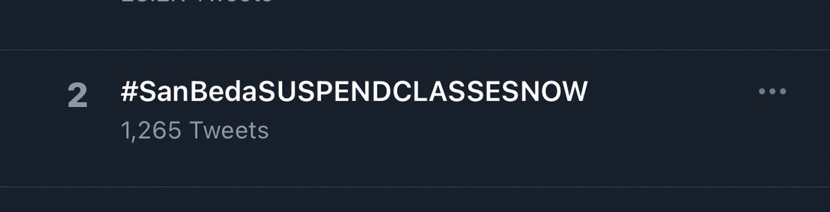 LFSMendiola's tweet photo. BREAKING: #SanBedaSUSPENDCLASSESNOW is trending! Tuloy tayo sa pangangalampag, Bedans!

SUSPEND SYNCHRONOUS AND ASYNCHRONOUS CLASSES UNTIL THE NATION HAS RECOVERED FROM THE DAMAGES OF TYPHOON ROLLY AND ULYSSES!

#SanBedaSUSPENDCLASSESNOW
#NoStudentLeftBehind 
#AcademicBreakNow https://t.co/qTeaTJMbue