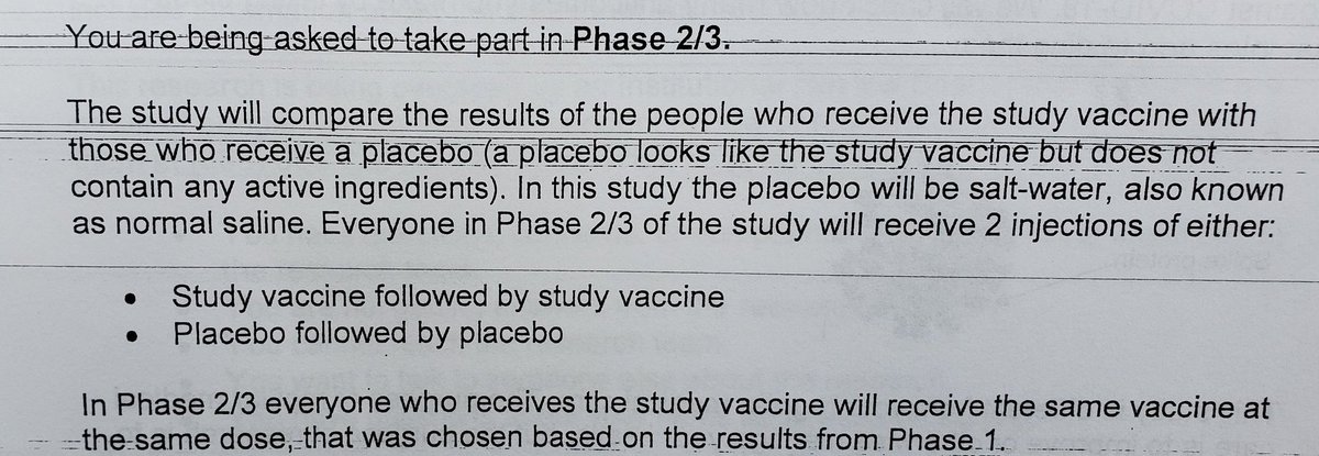 Because I was obsessively tracking soreness and warmth in my arm after my first injection, some people suggested that the placebo might have irritants added. Here's the description of phase 2/3 specifying the placebo: