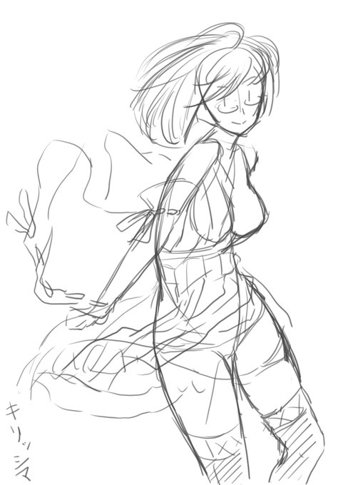 #このタグを見た人はラフ画とその完成絵を見せる
最初のラフと完成
イメージとシルエットだけ決めて
この後に再度ラフを整えて線画→完成🎉 