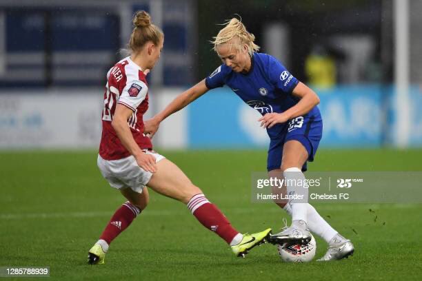 Half time at the  #LondonDerby - plenty of action but no goals in  @ArsenalWFC v  @ChelseaFCW  Fingers crossed for some more excitement ahead  Captured by  @catherineivill &  @_harrietlander   #WomensFootballWeekend