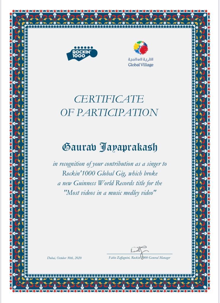 OOB_GEMS's tweet photo. Gaurav Jayaprakash of Gr 6 F was part of the biggest virtual rock concert -"Rockin'1000 GLOBAL GIG”. It was live streamed on 30th Oct in honour of the Silver Jubilee anniversary of Dubai's Global Village &amp; broke the Guinness World Records title. @OOB_GEMS @GEMSEducation @shjspea. https://t.co/32n8Iranqd