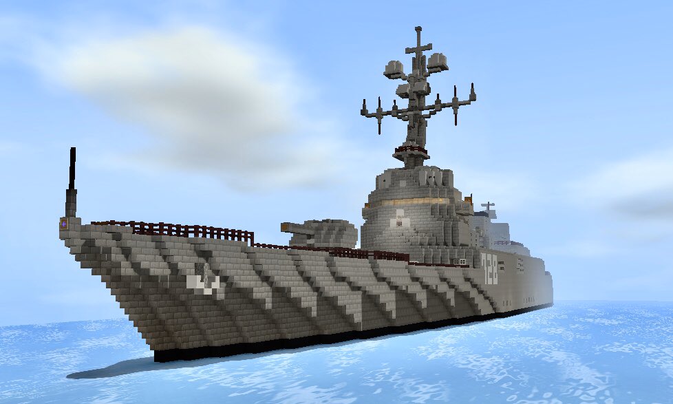 _koshian_'s tweet photo. 駆逐艦「朝涼型駆逐艦」
赤星兵器と漉餡連邦海軍工廠が共同開発した新型駆逐艦で2隻が建造された。1番艦「朝涼」2番艦「夕涼」
#Minecraft
 #Minecraft軍事部 
#マイクラBE https://t.co/W2gqGcj1Kl