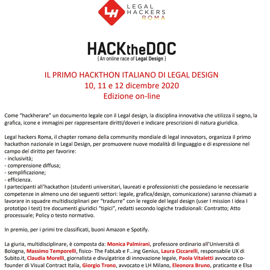 MonicaGobbato's tweet photo. Sfida di #LegalDesign #HacktheDoc.
Partecipate https://t.co/bJp53nJLYZ di #LegalHackersRoma #LegalHackers su https://t.co/GXU4X9IBn8 https://t.co/Ig3QetAVsL