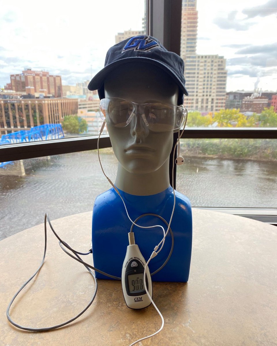 gvsucomputing's tweet photo. Meet the Occupational Safety &amp; Health mannequin, Jolene! She can test the output of how loud you are listening to your music by measuring the amplification in decibels. This is a great reminder to protect your ears from noise exposure! https://t.co/cICogpfdtc