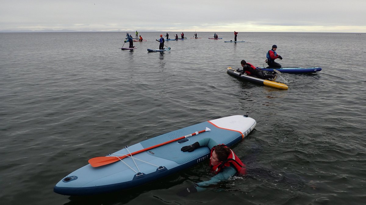 MoraySup's tweet photo. Lots of fun today as we worked on some prone paddling followed by trying out some rescue techniques. Fab to see maximum commitment and peoples confidence growing. Thanks to Joyce
 for leading the session and Claire
 for coordinating the kit. https://t.co/hS2Db69v1H
