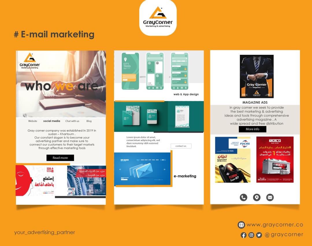 gray_corner's tweet photo. # service number one 
-  E-mail marketing
We at  gray corner drive high ROI with advanced email marketing features, personalize your messages, nature leads and close more sales through a massive database in Sudan up to 25,000 Emails most of them in decision making positions . https://t.co/Glas74Sb98
