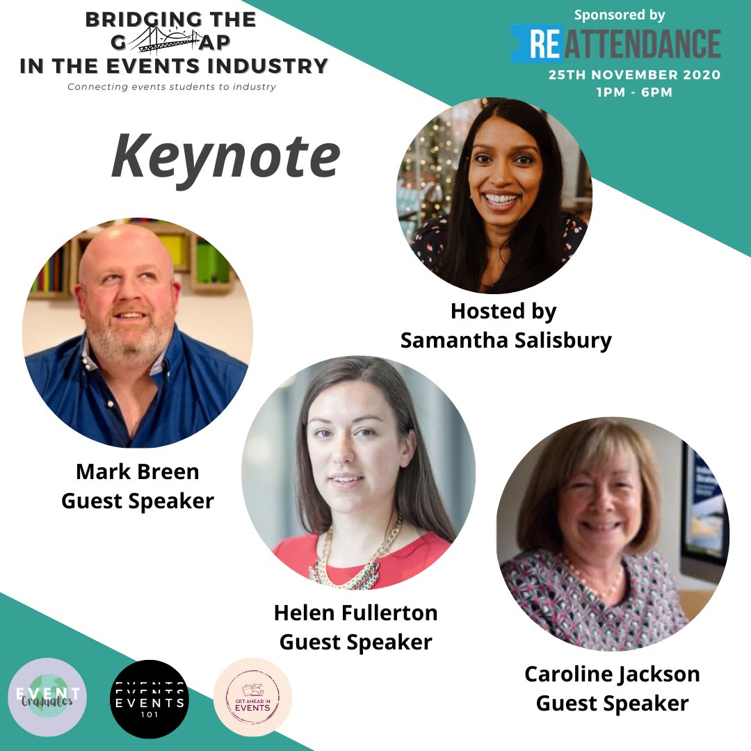 eventgradstweet's tweet photo. We are delighted to have @carolinej43, @mark_breen & Helen Fullerton join us for what will be an incredible Keynote Speaker Session.
Hosted by the wonderful @Jonsam_Events!
This is a session not to be missed!
#BridgingTheGapEvent #eventgrads #eventstudents #eventmanagement https://t.co/rQnWK4Jwnq