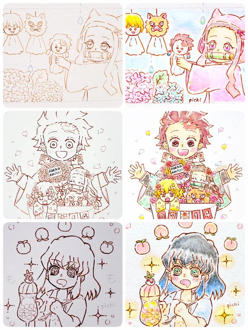#皆さん線画と塗った後を見せてください

なるべく塗る前の写真も撮るようになった頃のイラストから抜粋?️? 