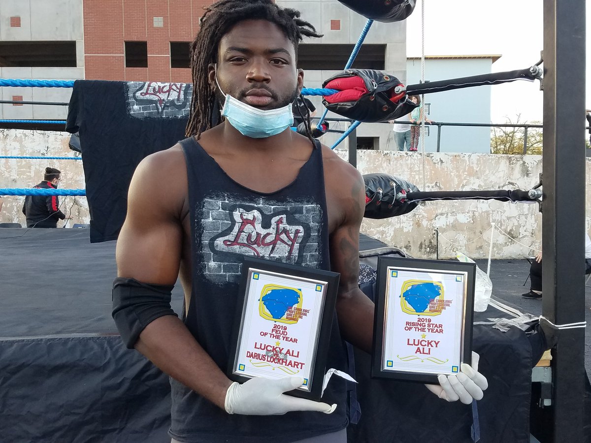 CPWAwards's tweet photo. A dual winner in 2019, @LuckyWrestling received plaques for being 1/2 of the Feud of the Year as well as the Rising Star of the Year. https://t.co/BZsXlEGYhI