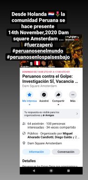 gemmav5's tweet photo. Desde Holanda ... Los Peruanos en Países Bajos intentamos apoyar a nuestro país 
#MerinoAsesino 
#MerinoDictador 
#MerinoJamasSeraMiPresidente 
#MerinoRenuncia https://t.co/SjBwJ5c9u5