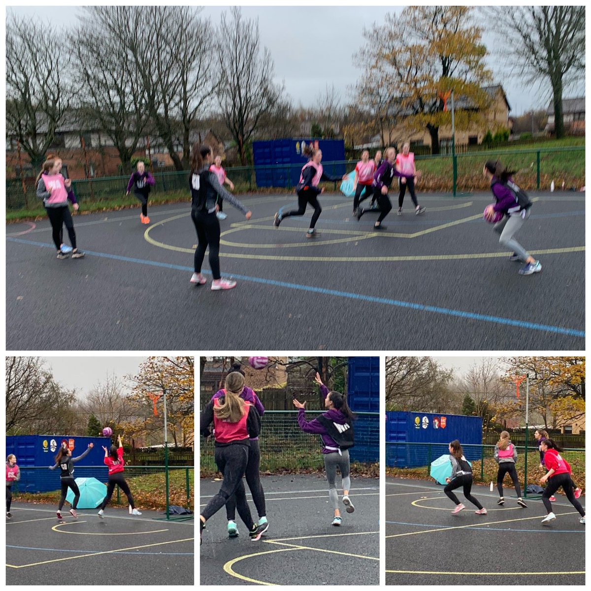 SycamoresSAPC's tweet photo. Another wet and wild Sunday but lots of laughter and smiles from our senior girls - ☔️☂️💧💦❄️🌨 ! #modifiedgame @NetballScotland #netsgooutside thanks to Tam and Tom for setting us us in these dreek Sunday’s! @SAPC_Glasgow https://t.co/CO0UxoukRJ