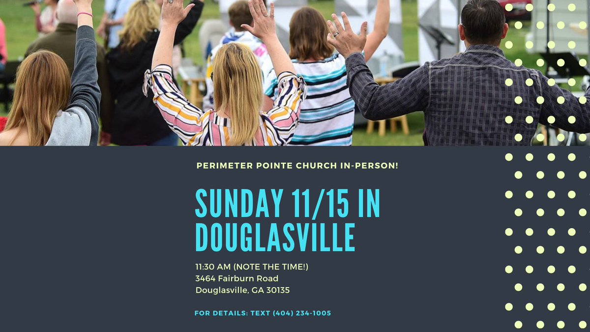 PerimeterPointe's tweet photo. We’re excited! Here are the protocols for our in-person gathering:

1. Temperature check at the door
2. Social distancing 
3. Masks required
4. Communion cups, bottled water, masks, etc. picked up upon entry.
5. Fellowship/socialize outside the building.

See you there! https://t.co/v3JqbUVZPV