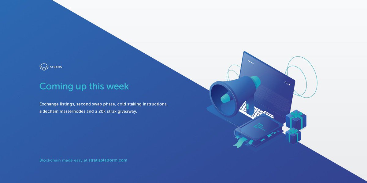 XertraPlatform's tweet photo. Following the successful launch of #STRAX chain, We have many updates this week that include:

1. Multiple exchanges launch of the $STRAX token. 

2. Sidechain Masternode launch with instructions on how to setup your own node.

3. Cold staking is activated!!instructions coming https://t.co/opP9bLkFcI