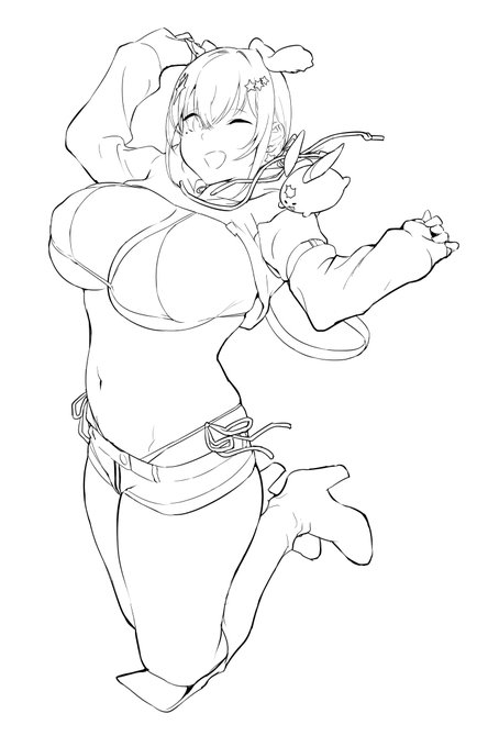 #皆さん線画と塗った後を見せてください 