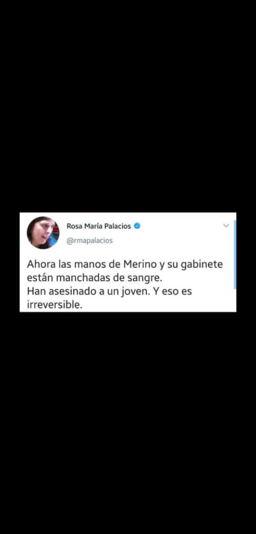 Perucute9's tweet photo. En la marcha de ayer, fallecieron 2 jóvenes que lucharon por su patria...
LOS ASESINARON!
#MerinoAsesino 
#PoliciasAsesinos 
#RenunciaMerino 
#FueraMerinoFuera 
#CongresoAsesino https://t.co/tIZk10Zpeg