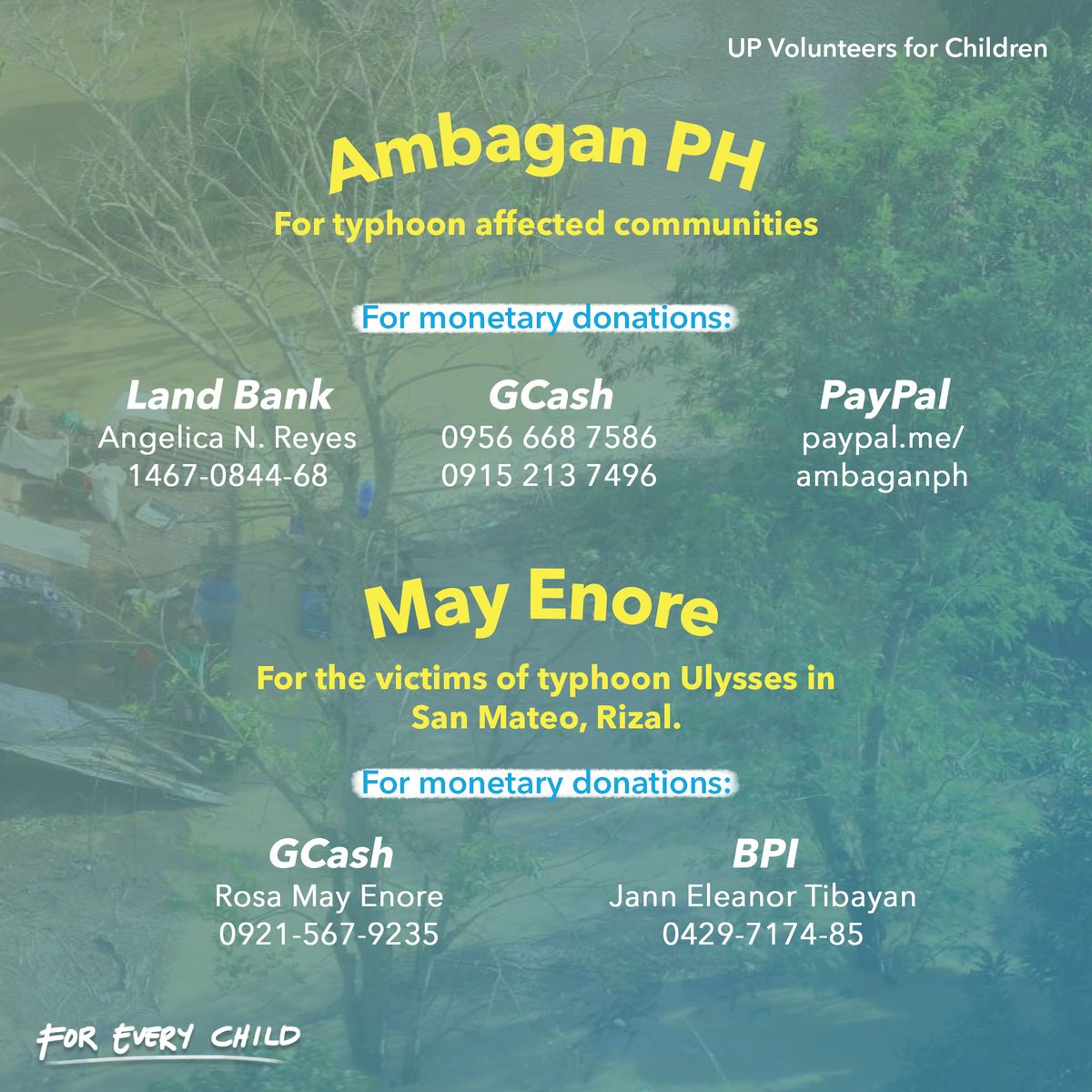 UP_VFC's tweet photo. We stand as a collective of voices in solidarity with every Filipino family who struggle to recover from the aftermath of these disasters. And as volunteers, we urge everyone to join in amplifying the calls to these initiatives. https://t.co/kcujKN8yTS