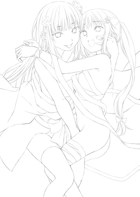 #皆さん線画と塗った後を見せてください 