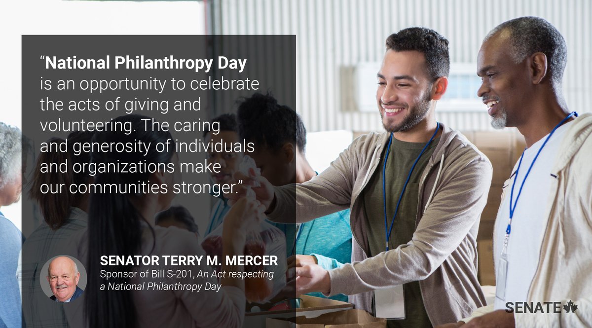 Today is #NationalPhilanthropyDay, thanks to @SenTMM’s Bill #S201 that became law in 2012: ow.ly/lyQR50Ck5Hn #SenCA #cdnpoli